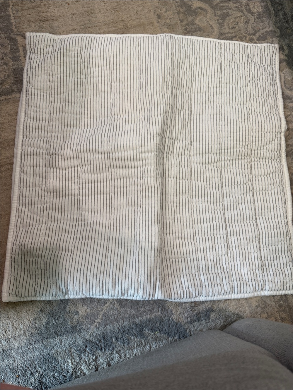 Hearth & Hand Cream and Gray Striped Quilted Pillow Sham